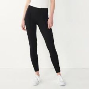 EUC Nine West Seamed Tummy-Control Ponte Leggings Black Size XL
